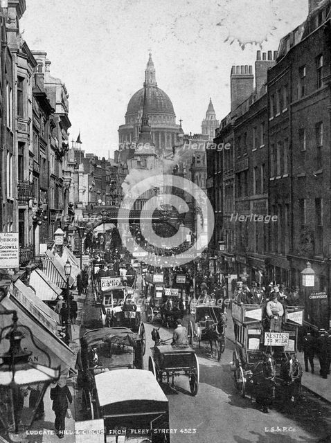 Ludgate Hill and Circus from Fleet Street, London. Creator: Unknown.