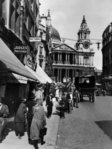 Ludgate Hill, looking east, with St Paul's Cathedral, City of London. Creator: Unknown