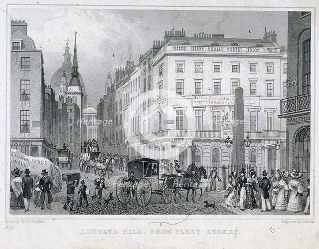 Ludgate Hill, London, 1830. Artist: Thomas Barber