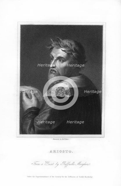Ludovico Ariosto, Italian Renaissance poet, (1836).Artist: Robert Hart