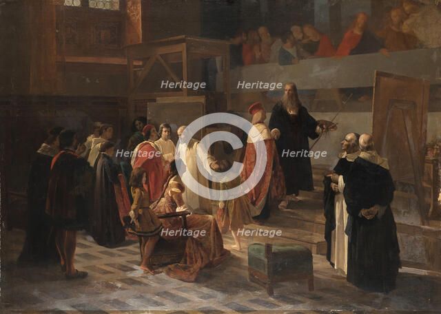 Ludovico il Moro visiting Leonardo da Vinci in the Refectory of the Santa Maria delle Grazie Convent Creator: Cornienti, Cherubino (1816-1860).