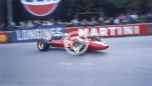Ludovico Scarfiotti driving a Ferrari, Belgian GP, Spa-Francorchamps, 1967. Artist: Unknown