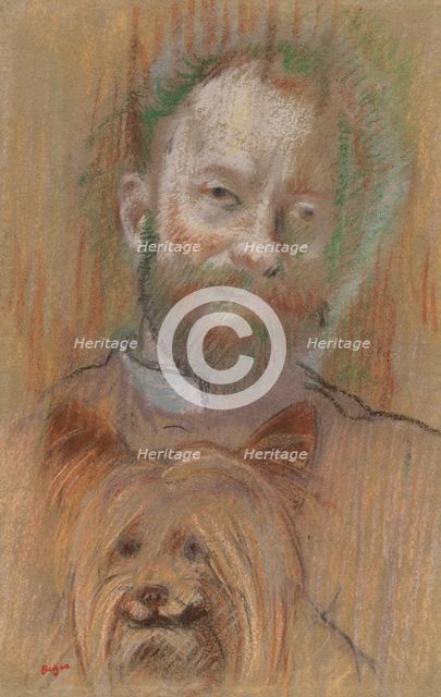 Ludovic Lepic Holding His Dog, 1889. Creator: Edgar Degas (French, 1834-1917).