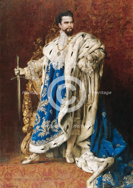 Ludwig II as the Grand Master of the Order of the Knights of St George, 1887. Artist: Schachinger, Gabriel (1850-1913)