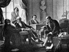Ludwig van Beethoven and his friends, (1770-1827), German composer, 1909