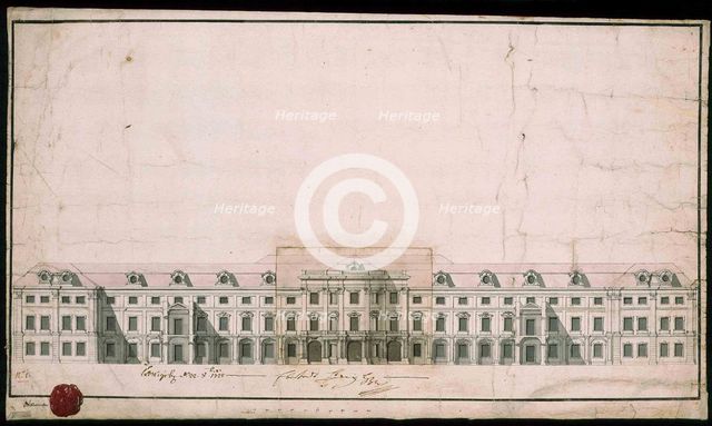 Ludwigsburg Palace. Facade design of the north wing. Artist: Anonymous  
