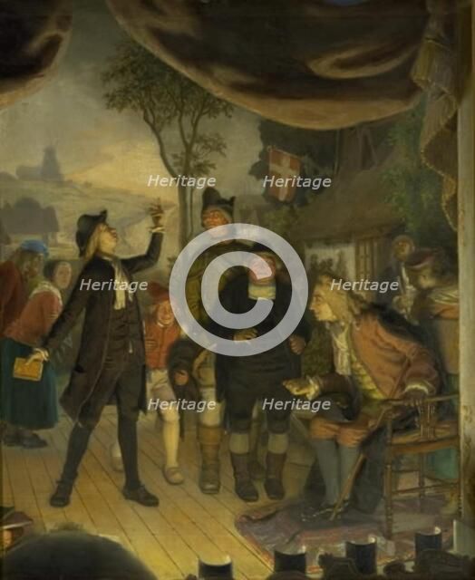 Ludvig Holberg Attending a Rehearsal of his Play Erasmus Montanus, Act IV, Scene 2, 1888. Creator: Lorenz Frolich.