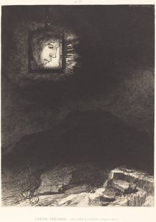 Lueur precaire, une tete a l'infini suspendue(Precarious glimmering, a head suspended, 1891. Creator: Odilon Redon
