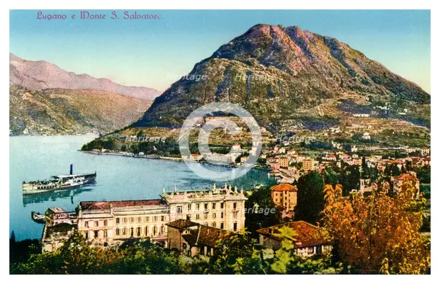 Lugano and Monte San Salvatore, Switzerland, 20th century. Artist: Unknown