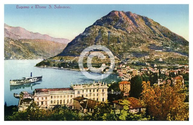 Lugano and Monte San Salvatore, Switzerland, 20th century. Artist: Unknown
