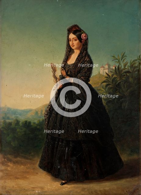 Luisa Fernanda de Borbón, Duchess of Montpensier, with a mantilla, mid-late 19th century.  Creator: Unknown.