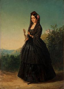 Luisa Fernanda de Borbón, Duchess of Montpensier, with a mantilla, mid-late 19th century. Creator: Unknown