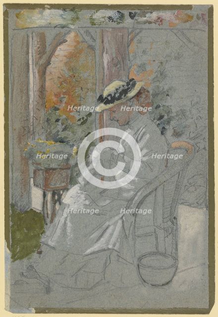 Luise Scholderer on the veranda, c1890s. Creator: Otto Scholderer.