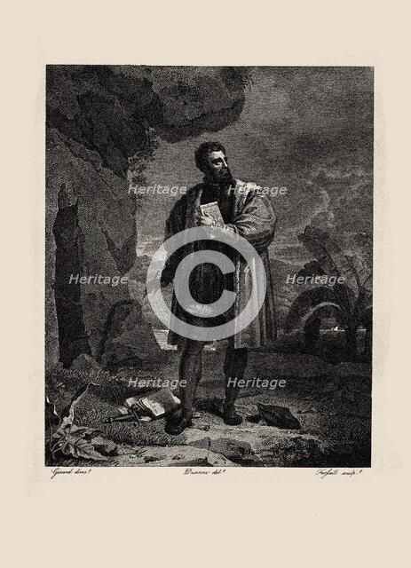 Luís de Camões in the cave of Macau, 1817. Creator: Desenne, Alexandre-Joseph (1785-1827).