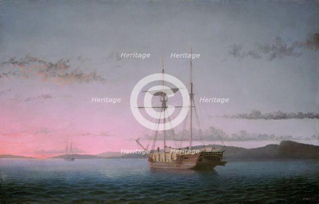 Lumber Schooners at Evening on Penobscot Bay, 1863. Creator: Fitz Hugh Lane.