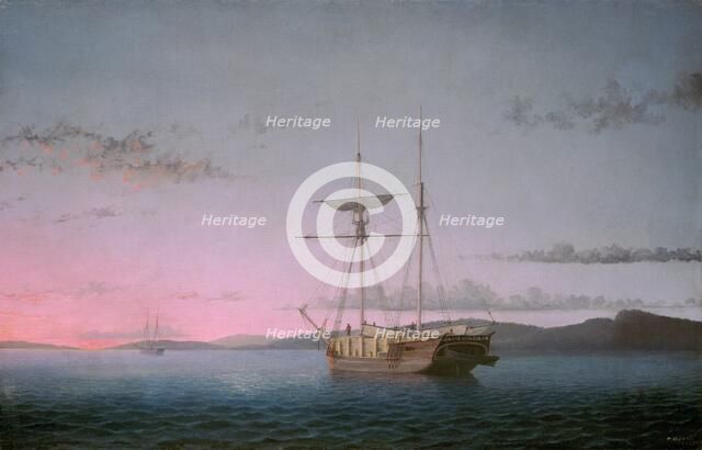 Lumber Schooners at Evening on Penobscot Bay, 1863. Creator: Fitz Hugh Lane.