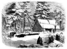 Lumbering in New Brunswick - Lumberman's Camp-house, 1858. Creator: Unknown