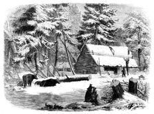 Lumbering in New Brunswick - Lumberman's Camp-house, 1858. Creator: Unknown