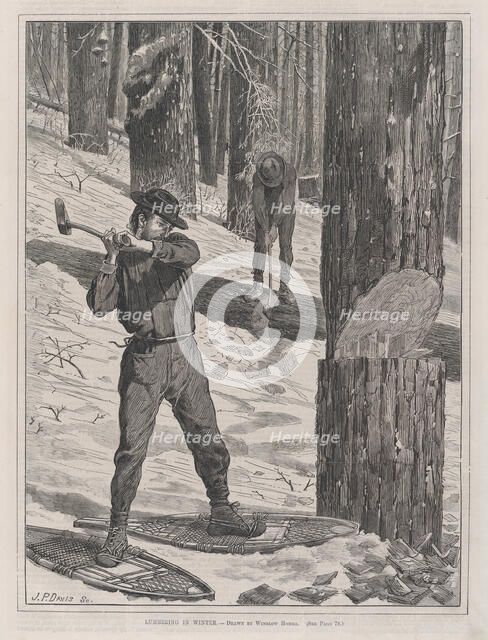 Lumbering in Winter (Every Saturday, Vol. II, New Series), January 28, 1871. Creator: John Parker Davis.