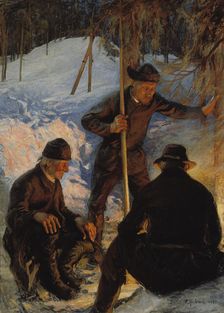 Lumberjacks around a Campfire, 1893. Creator: Pekka Halonen