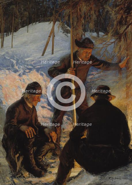 Lumberjacks around a Campfire, 1893. Creator: Pekka Halonen.