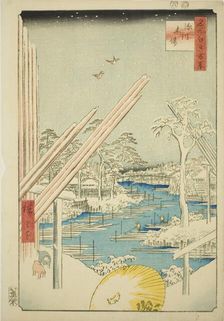 Lumberyards at Fukagawa (Fukagawa kiba), from the series "One Hundred Famous...", 1856. Creator: Ando Hiroshige