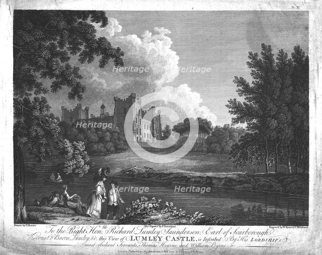 Lumley Castle, County Durham, c1779. Artists: William Byrne, Samuel Middiman.