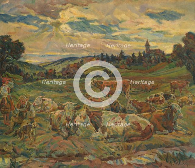 Lunch of a Cowherd, 1929-1930. Creator: Gustav Mally.