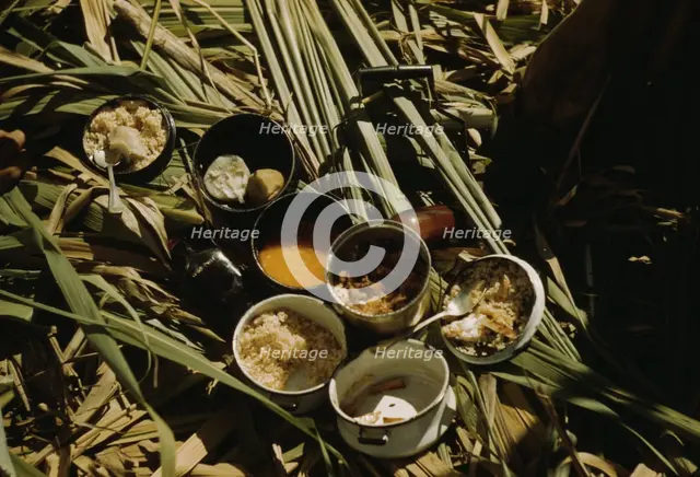 Lunch of a sugar worker on a plantation, vicinity of Puerto Rico?, 1942. Creator: Jack Delano.