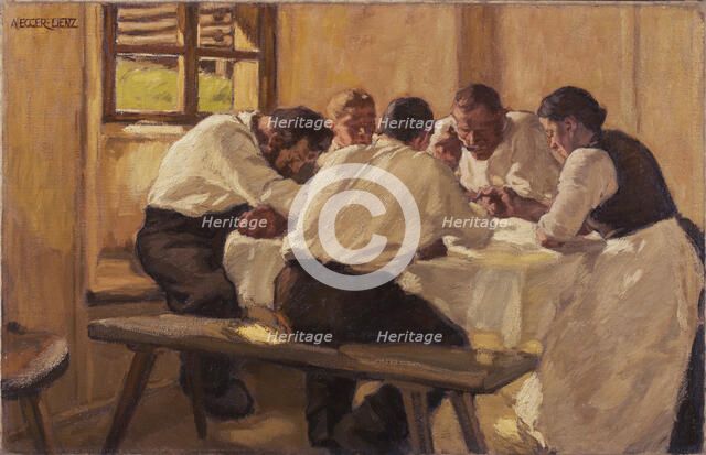 Lunch (The Soup, Version II), 1910. Artist: Egger-Lienz, Albin (1868-1926)