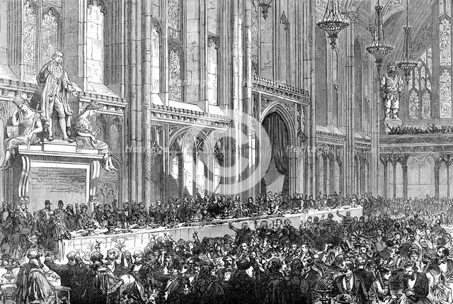 Luncheon given by the Lord Mayor to the Prince of Wales at Guildhall, 1874. Creator: Unknown.