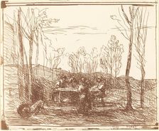 Luncheon in a Clearing (Un Dejeuner dans la clairiere), 1857. Creator: Jean-Baptiste-Camille Corot
