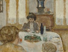Luncheon. Symphony in Grey or The Grey Luncheon (Mrs. Bonnard and Miss Jeanne Meillier), 1908. Creator: Pierre Bonnard