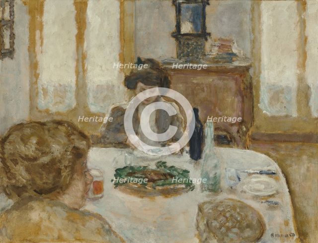 Luncheon. Symphony in Grey or The Grey Luncheon (Mrs. Bonnard and Miss Jeanne Meillier), 1908. Creator: Pierre Bonnard.