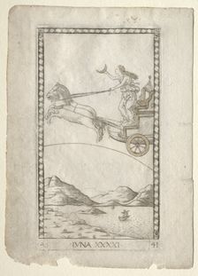 Luna (from the Tarocchi, series A: Firmaments of the Universe, #41), before 1467. Creator: Master of the E-Series Tarocchi (Italian, 15th century)