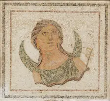 Luna, Goddess of the Moon. Roman Mosaic, 3rd cen. AD. Creator: Classical Antiquities