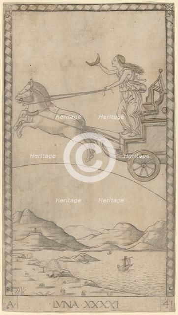 Luna (Moon), c. 1465. Creator: Master of the E-Series Tarocchi.