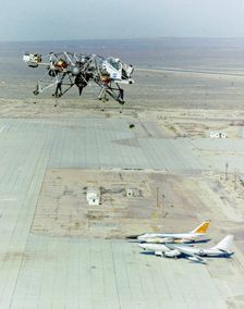 Lunar Landing Research Vehicle in flight, Edwards Air Force Base, USA, 1965. Creator: NASA