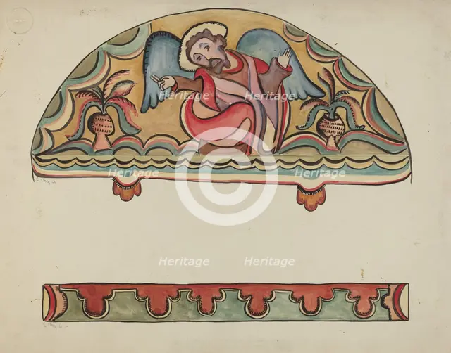 Lunette and Detail from Altar Church at Sanctuario, Chimayo, 1935/1942. Creator: E. Boyd.