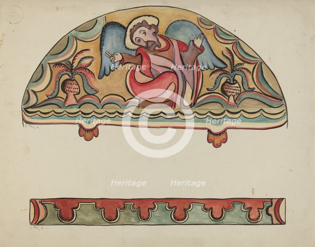 Lunette and Detail from Altar Church at Sanctuario, Chimayo, 1935/1942. Creator: E. Boyd.