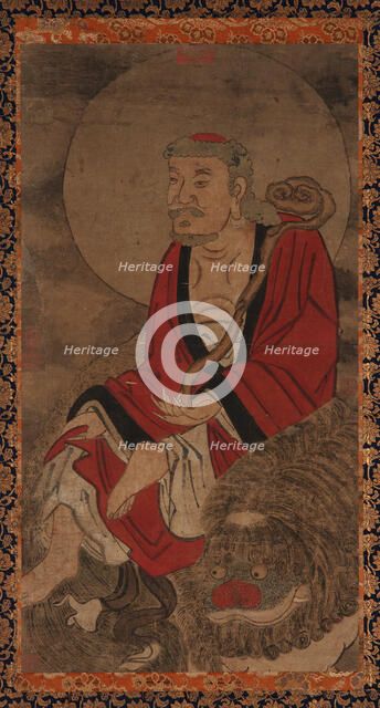 Luohan and lion, Ming dynasty, 1368-1644. Creator: Unknown.