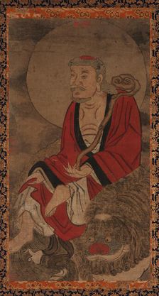 Luohan and lion, Ming dynasty, 1368-1644. Creator: Unknown