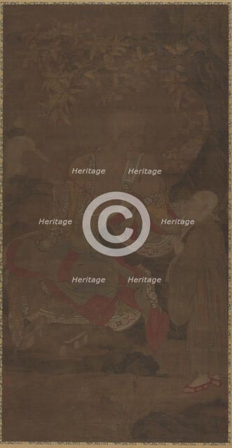 Luohan Holding a Fly Whisk, with Attendant, 14th century. Creator: Unknown.