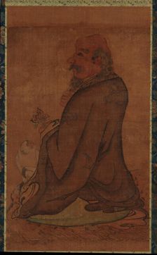 Luohan with a White Monkey, Late Ming or early Qing dynasty, 17th century. Creator: Unknown