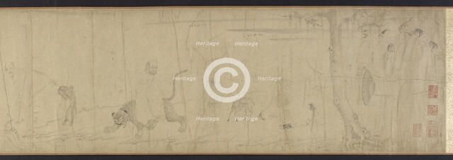 Luohans and animals crossing the sea, 16th-17th century. Creator: Unknown.