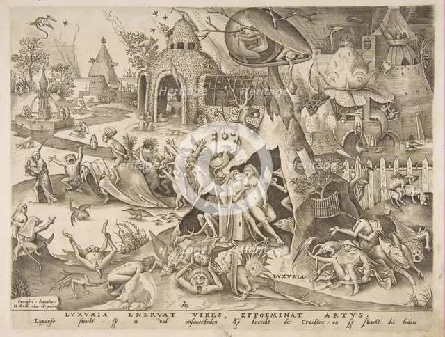 Lust (Luxuria) from The Seven Deadly Sins, 1558. Creator: Philip Galle.