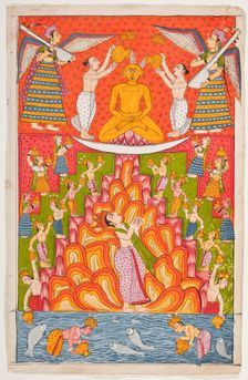 Lustration of a Jina Rishabhanatha (Adinatha), Folio from a Bhaktamara..., between c1800 and c1825. Creator: Unknown