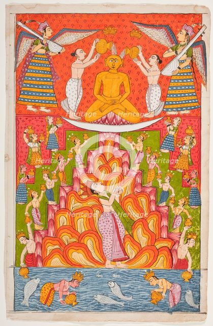 Lustration of a Jina Rishabhanatha (Adinatha), Folio from a Bhaktamara..., between c1800 and c1825. Creator: Unknown.