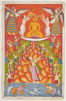 Lustration of a Jina Rishabhanatha (Adinatha), Folio from a Bhaktamara..., between c1800 and c1825. Creator: Unknown