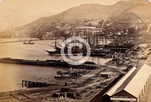 Lyttelton, New Zealand: the port and town from Sumner Road, between 1800 and 1899. Creator: Unknown.